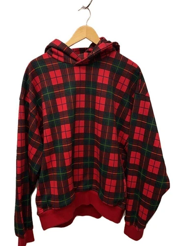 FEAR OF GOD FELPA CON CAPPUCCIO PAURA DI DIO PLAID ROSSO TUTTI I GIORNI 5° M COTONE CHECK 5C 17 FEHO REDP Usata