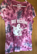 True Religion Women's Tie-Dye V-Neck T-Shirt with Horseshoe Logo — listing 6