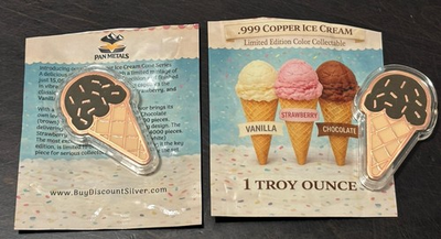 #ad 1 Troy Ounce oz .999 Copper 2 Chocolate Ice Cream Cones W Capsule $20.00