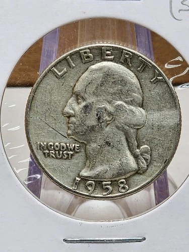 1958-D Washington Quarter Raw XF (Details)