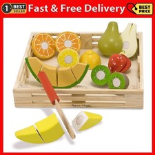 Melissa  Doug Cutting Fruit Set - Wooden Play Food Kitchen Accessory, Multi