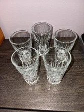 5 Heavy Weighted Cut Glass Shot Glasses Mezcal Cordial 4.75” hi 6 oz