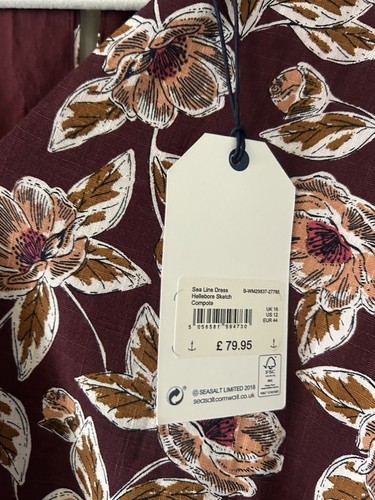 Seasalt 16 Dress Midi Sea Line Floral V Neck Short Sleeve BNWT RRP £79.95 - Imagen 5 de 13