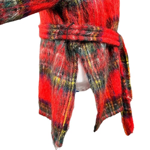 Ben Nevis Jenners Mohair Blend Red Plaid Pullover 3/4 Slv Jacket w/Tie Scotland - Picture 13 of 20