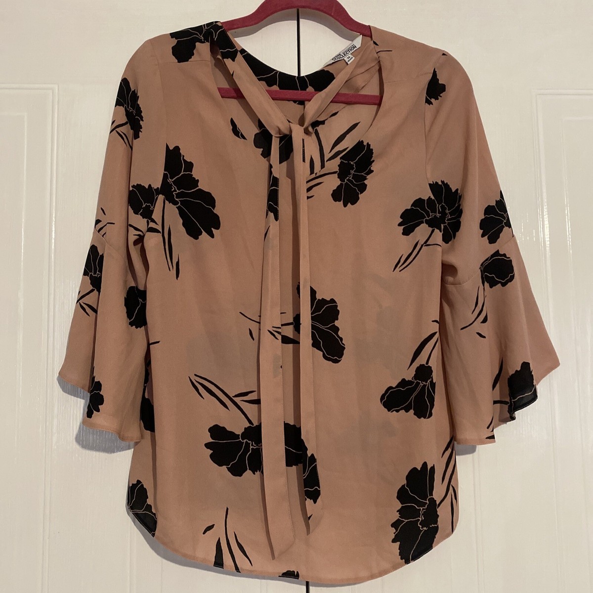 Debenhams Petite Collection Rose Pink With Black Flowers Blouse