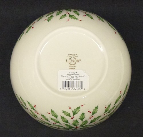 New Lenox Holiday Sentiment Bowl Home is Where the Heart Is Holly Christmas - Picture 4 of 5