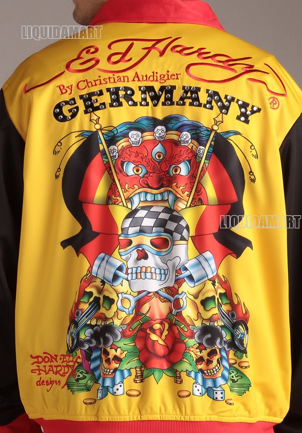 NEW XL XLARGE ED HARDY MEN COAT ZIP JACKET YELLOW GERMANY NEW XL XLARGE ED HARDY MEN COAT ZIP JACKET YELLOW GERMANY