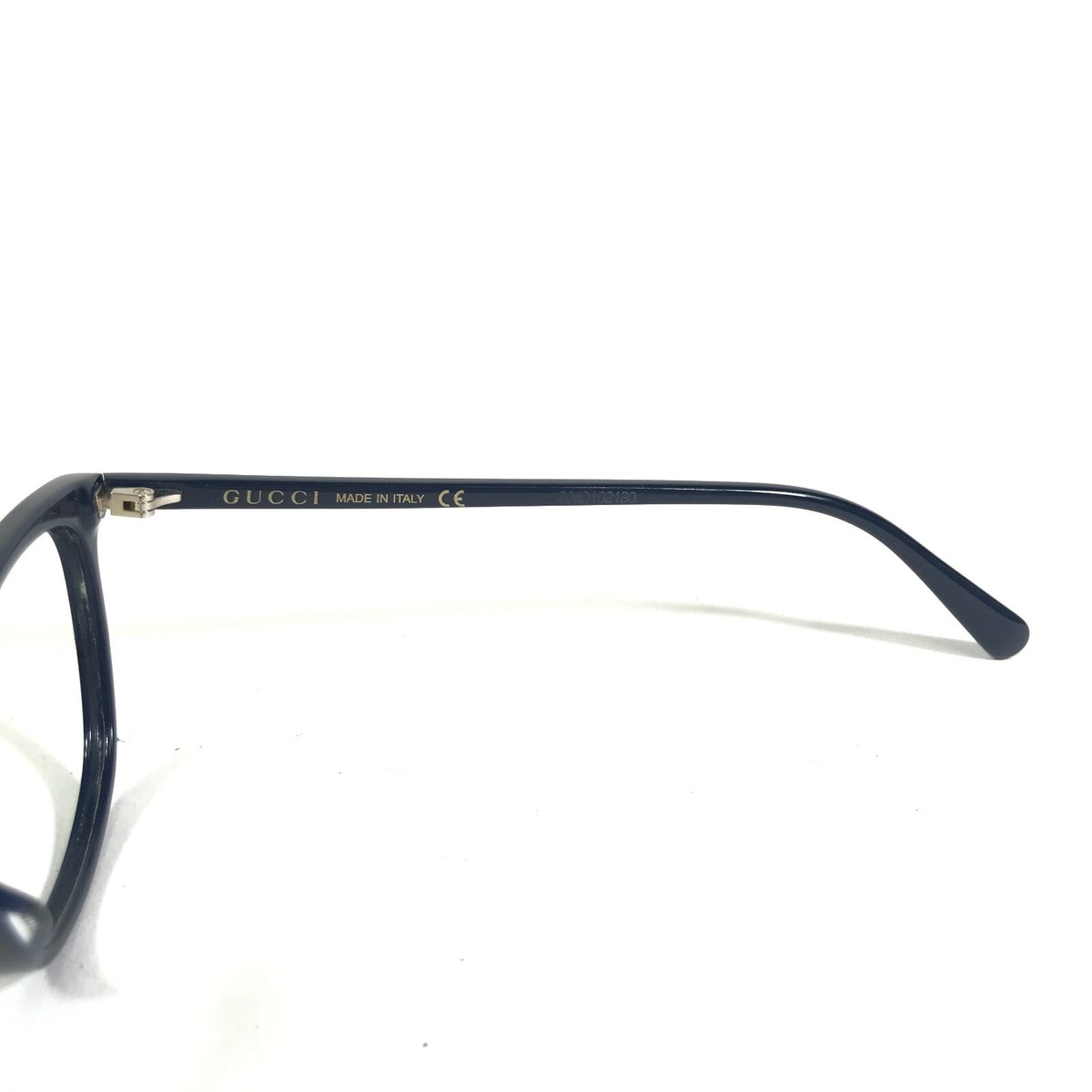 Gucci Eyeglasses Frames GG0549O 003 Navy Blue Gold Logos Cat