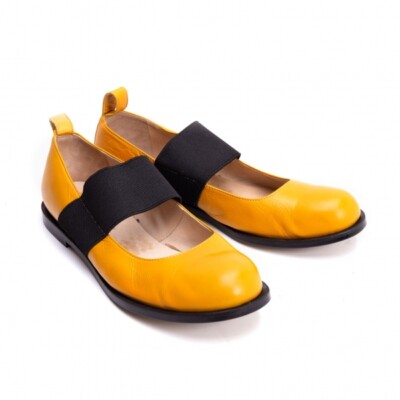 COMME des GARCONS Elastic Strap Leather Flats Shoes Size US