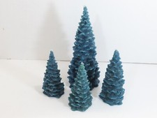 6 Vintage Decorative Christmas Pine Tree Candles Bluish Green C9984