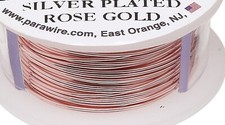 Wire, ROSE GOLD 6 Yard Spool Tarnish Resistant Silver Plated 20 Gauge Round Wire
