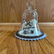 Flurryville Collection SLEDDING STANLEY Snowman 4" Ornament Glass Bell