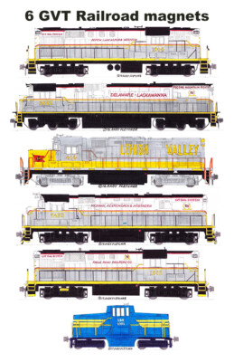 Genesee Valley Transportation Locomotives 6 magnets by Andy Fletcher