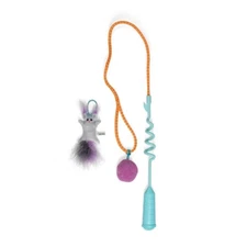 Cat-apult Spring Cat Teaser Wand with 2 Toys to Launch