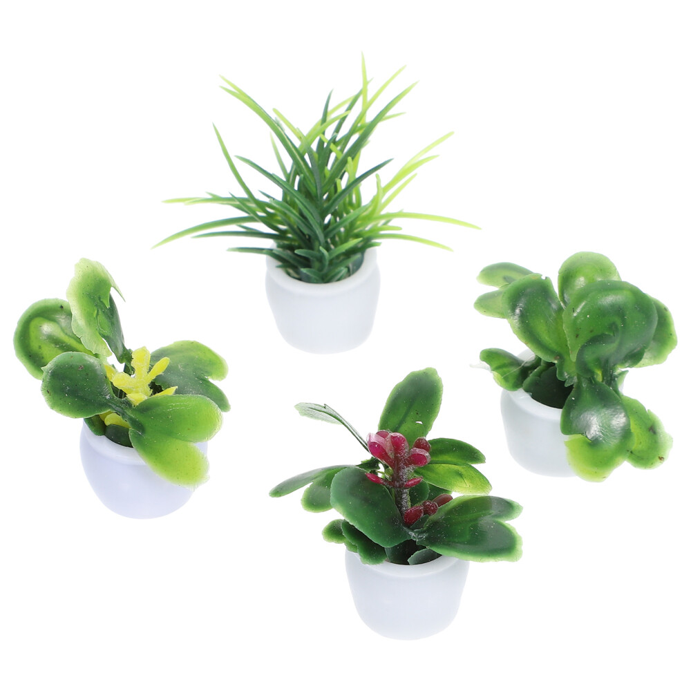 4Pcs Faux Succulent Plants in Pots Realistic Decor  