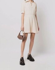 $615 See By Chloe Women's Ivory Collar Short Sleeve Cotton Dress Size FR34/US2