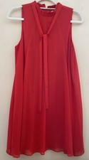 BCBGeneration Women’s Tie-Neck Shift Chiffon Swing Red Dress Sz Small