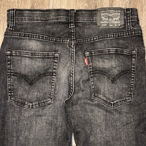 Levis Jeans Boys 16 Reg 28x30 Black 514 Performance Straight Dark Wash Denim - Picture 6 of 7