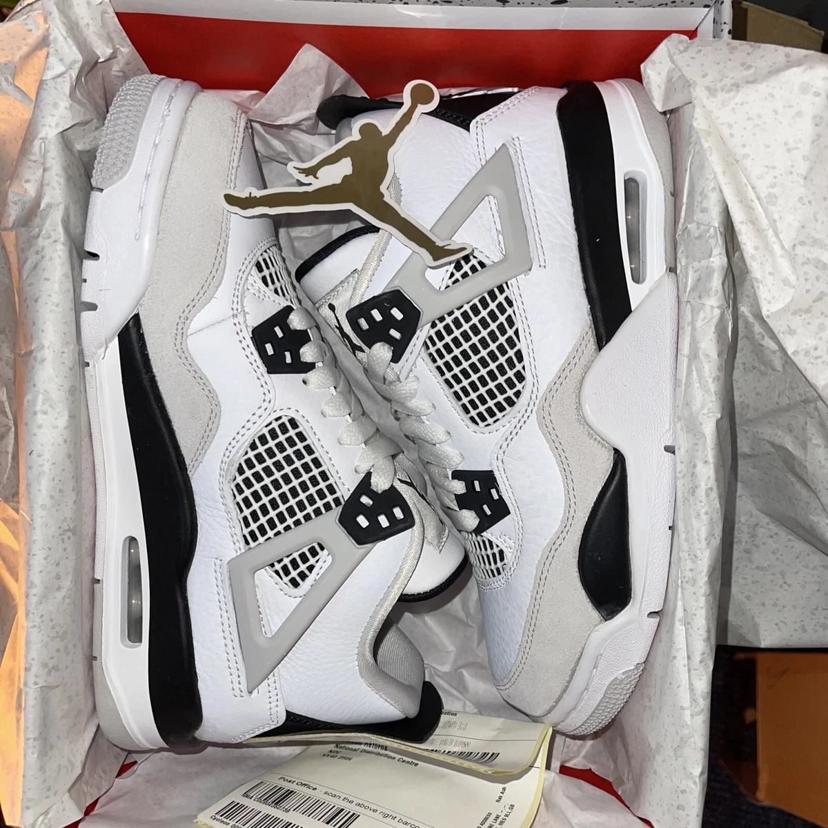 Nike Air Jordan 4 Retro Military Black White GS UK4 US 4.5 Oreo