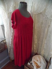 Lane Bryant PLUS SIZE smocked dress sz 18/20 RED cap sleeves