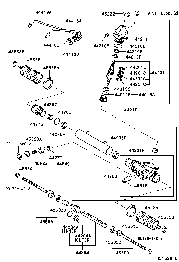 TOYOTA Genuine Grommet, steering rack housing, no.1 4551638020