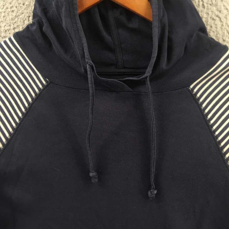 Eddie Bauer 连帽运动衫女式小号蓝色海军蓝条纹长袖棉质 — 第 4/4 张图片