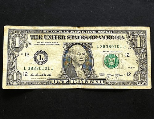 Rare True Repeater $1 Bill - Fancy Serial Number L3838 0101J (2013 Series)