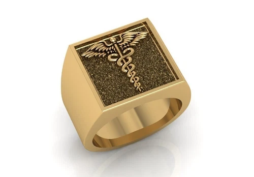 Caduceus Medical Symbol Design Ring, Medical Gold Ring, Best Valentine Gifts