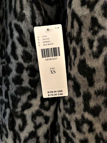 Anthropologie Vigoss Leopard Contrast/Block Short Coat Jacket Wool Blend XS NWT - Picture 3 of 6