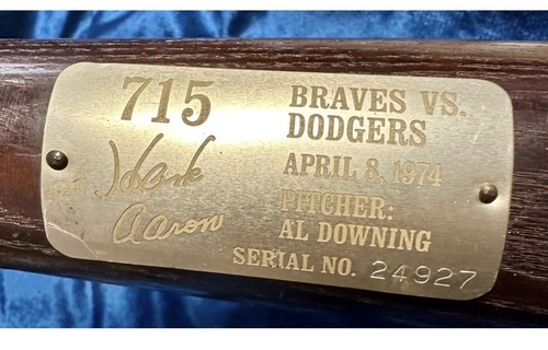 Bate de béisbol Hank Aaron 1974 Magnavox conmemorativo 715o jonrón prototipo 000 - Imagen 8 de 10