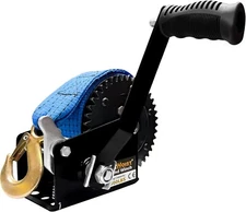 Boat Trailer Winch，Heavy Duty Hand Winch with Polyester Strap, 1200LBS