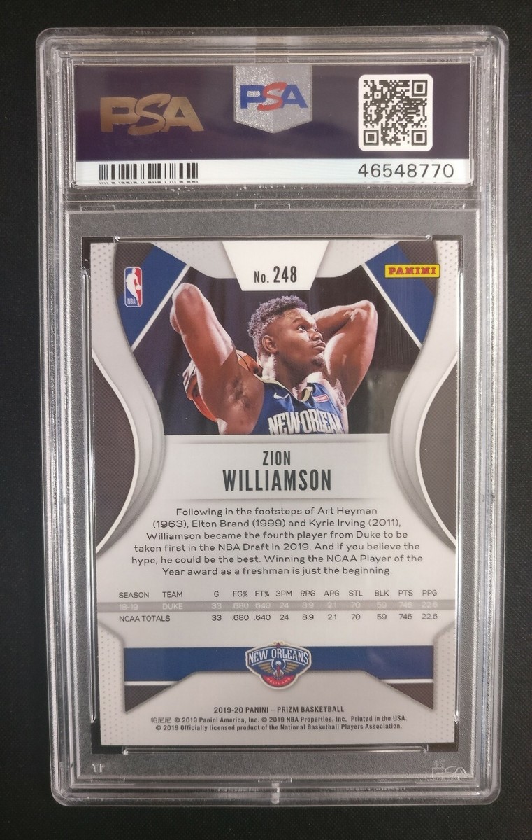 2019-20 Panini Prizm PSA 9 MINT GRADED ROOKIE #248 Zion Williamson