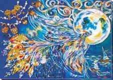 Bead embroidery kit Blue Bird of Happiness needlework kit Art beadwork pattern