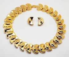 S001 Chunky vintage Chain gold metal Necklace choker  Earrings fashion set