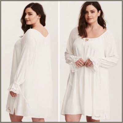 NWT TORRID ( 0X ) 12/L Outlander Claire Jamie White Peasant Sassenach Night Gown