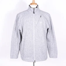 The North Face Heathered Gray Fleece Turtleneck Full Zip Sweater - SZ L