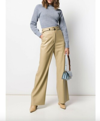 Nanushka Kisa Vegan Leder Beige Pantaloni Gr. M AUSVERKAUFT 