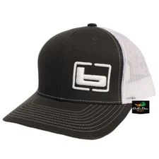 NEW BANDED GEAR TRUCKER CAP HAT CHARCOAL WHITE W/ "b" SIDE LOGO ADJUSTABLE
