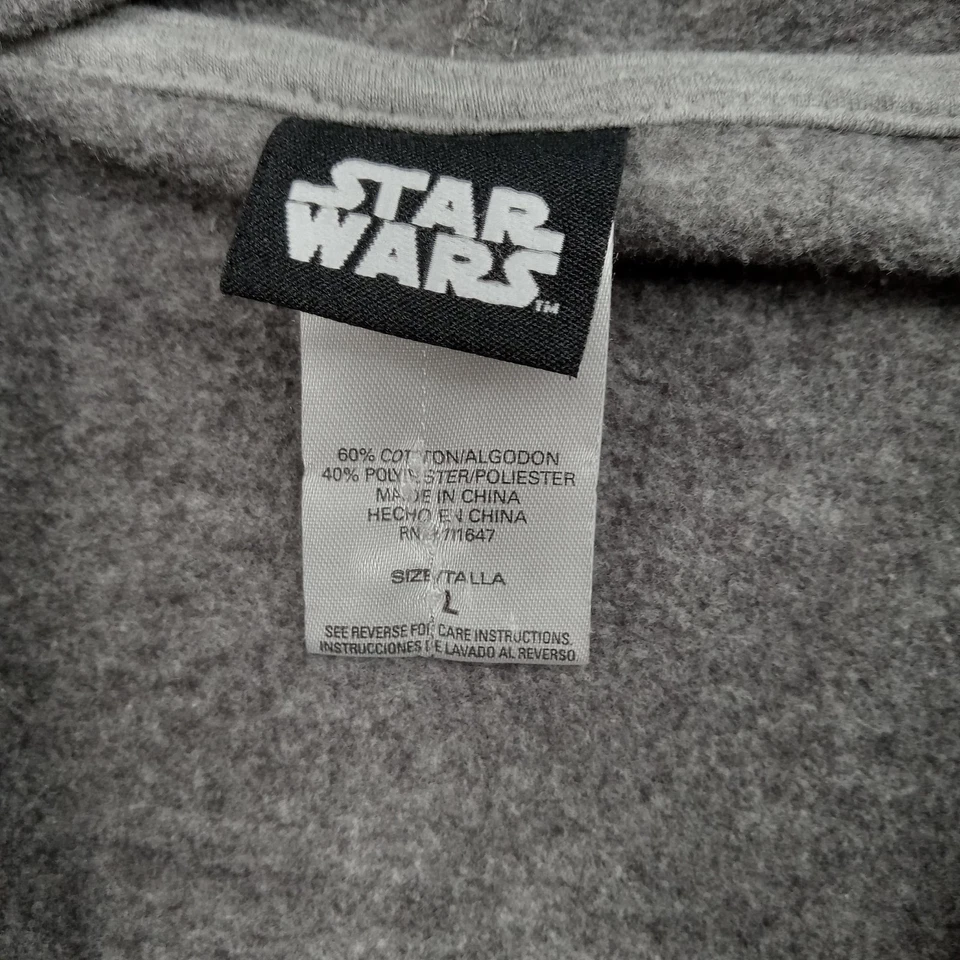 Star Wars Hoodie Mens Large Gray Red 1977 Graphic Full Zip Raglan Sweatshirt - Image 2 of 4