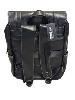black faux leather backpack men's Mad Man Drake Black Vegan Leather 15