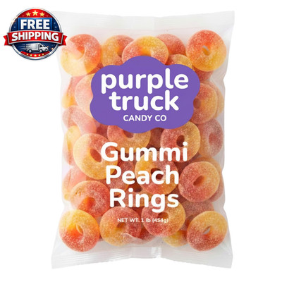 Candy Co. Peach Rings - Soft Chewy Gummy Candy with Delicious Peach Flavor - All