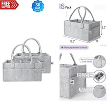Collapsible Baby Diaper Caddy - 2 Pack in Durable Gray Felt for Easy Storage