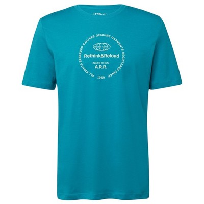 s.Oliver Übergrößen T-Shirt Frontprint petrolblau