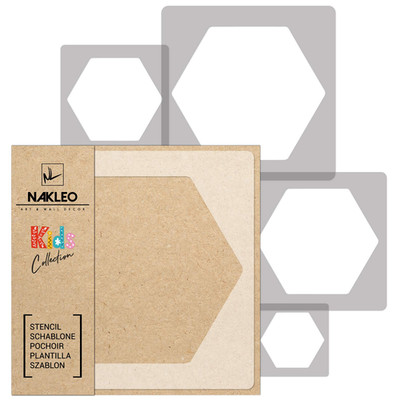 Nakleo Painting Stencils Set For Kids 5 Pcs Templates 3.5 To 13.4 Hexagon