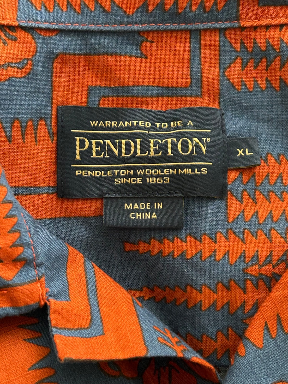 Pendleton rust blue Aztec native print Hawaiian a… - image 4