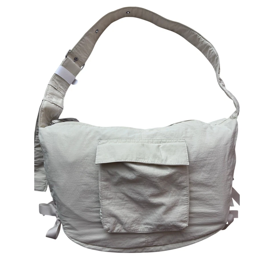 New! American Eagle Large Slouchy Crossbody Tote Creamy Pale Banana Yellow BOWS! - Image 2 of 4