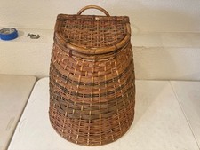 Vintage Woven Wicker Basket Hamper w/ Lid Handle Rustic Farmhouse Decor