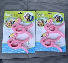 New. Two Packs FLAMINGO Boca Clips Beach Towel Holders Set of 2
