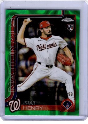 2025 Topps Chrome Update #USC72 Cole Henry Green Lava Refractors #/99