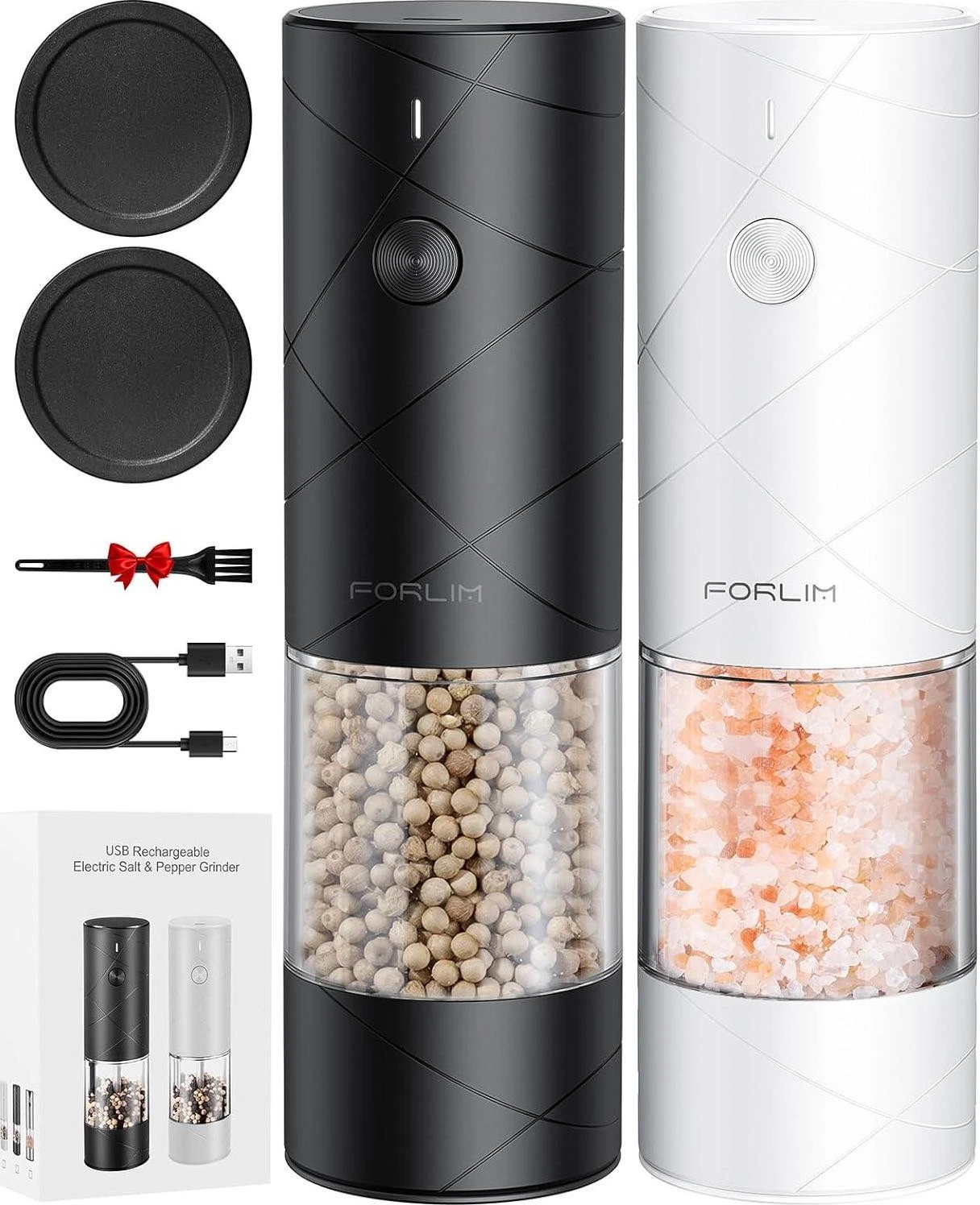 FORLIM Electric Salt And Pepper Grinder Set, USB Rechargeable, Automatic Salt (2
Opens in a new wind